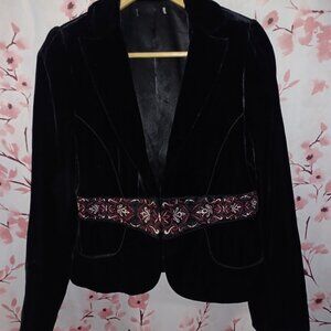 Black Velvet Embroidered Blazer